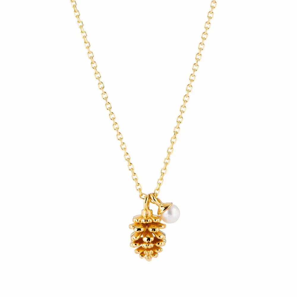 Acorn and Pearl Charm Necklace Gold 1 - Australian Jewellery Brand Bowerbird Jewels