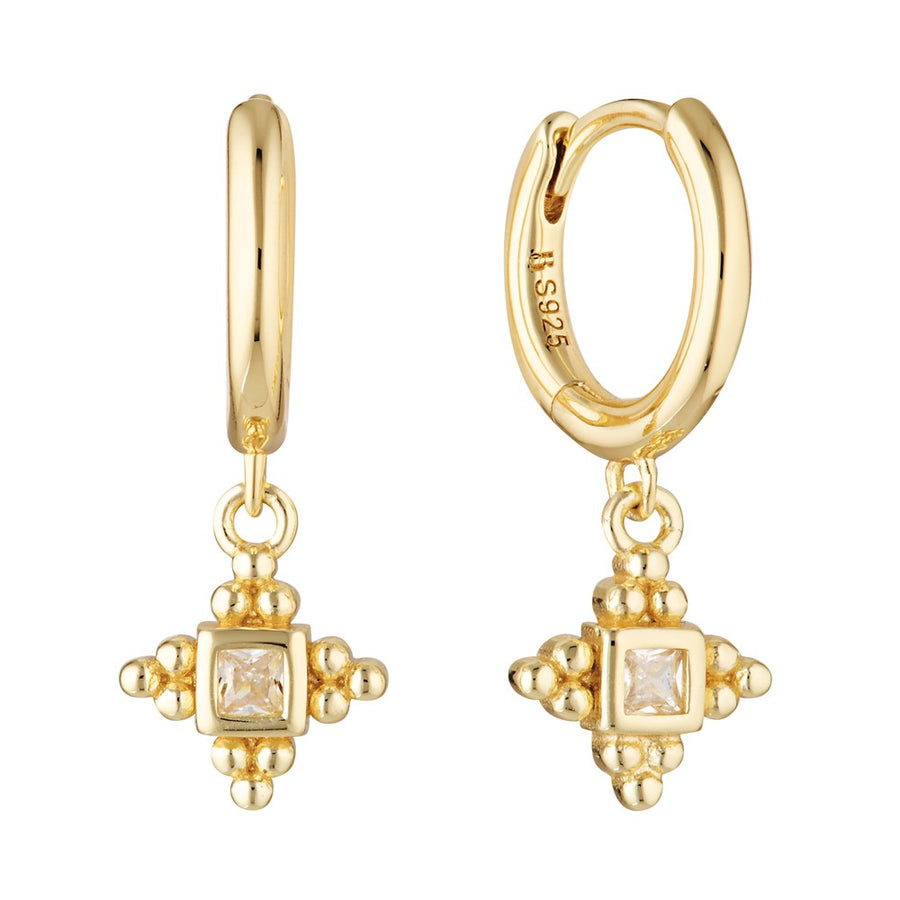 Ailsing Drop Huggie Earring Gold 1 - Bowerbird Jewels - Online Jewellery Store
