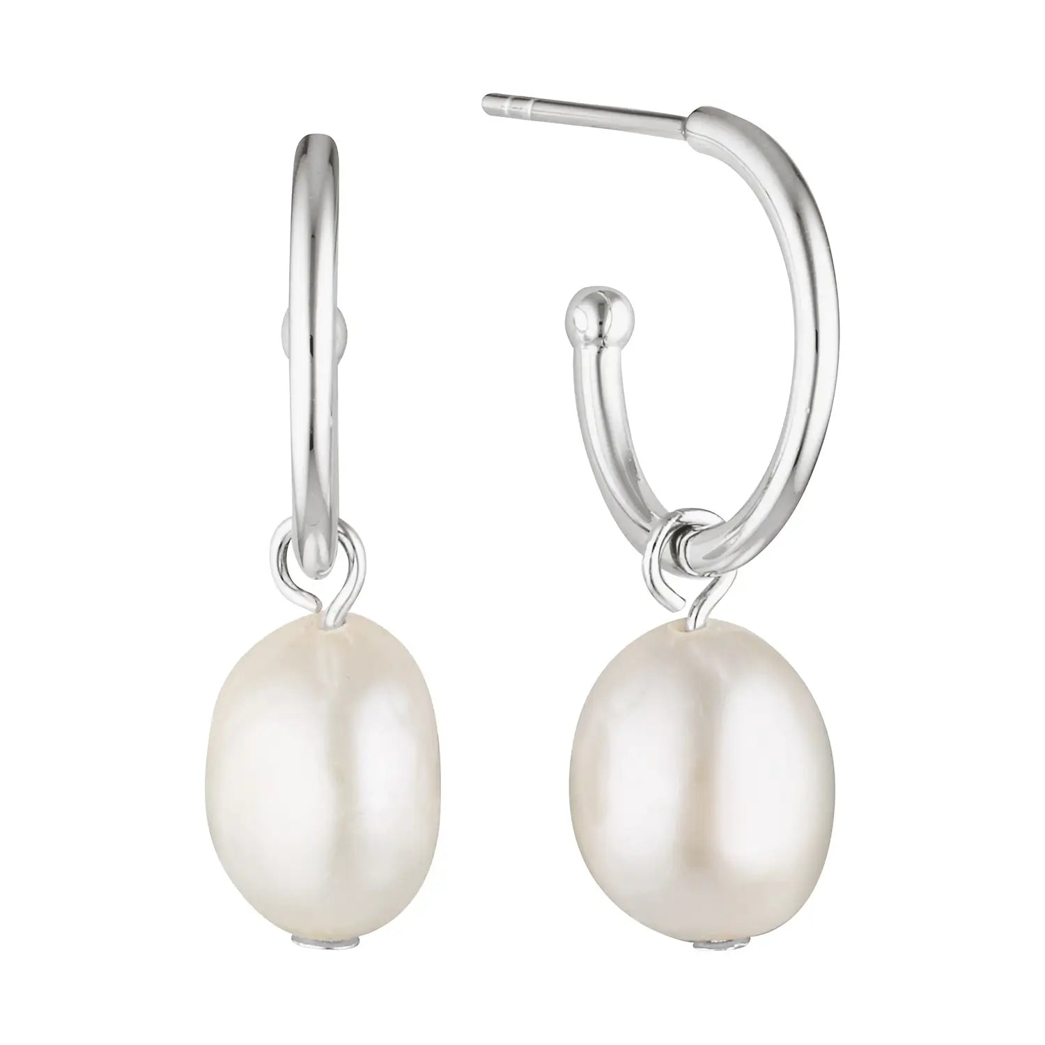 Arcane Pearl Drop Hoop Earrings Silver 1 - Australian Jewellery Brand Bowerbird Jewels
