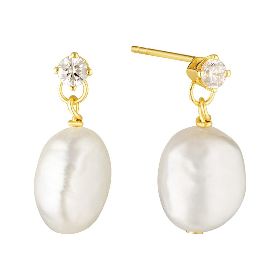 Avenoir Pearl Drop Earrings Gold 1 - Bowerbird Jewels - Online Jewellery Store