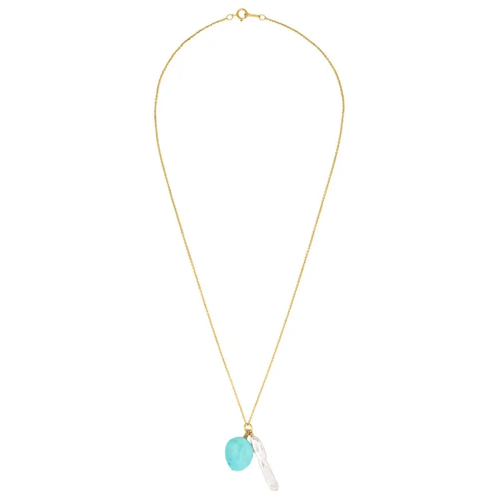 Ayla Gold Filled Necklace with Amazonite & Biwa Pearl Gold 1 - Australian Jewellery Brand Bowerbird Jewels