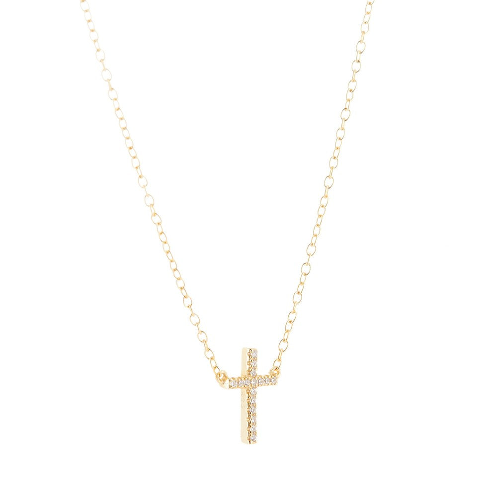 Cubic Zirconia Cross Gold 3 - Bowerbird Jewels - Online Jewellery Store