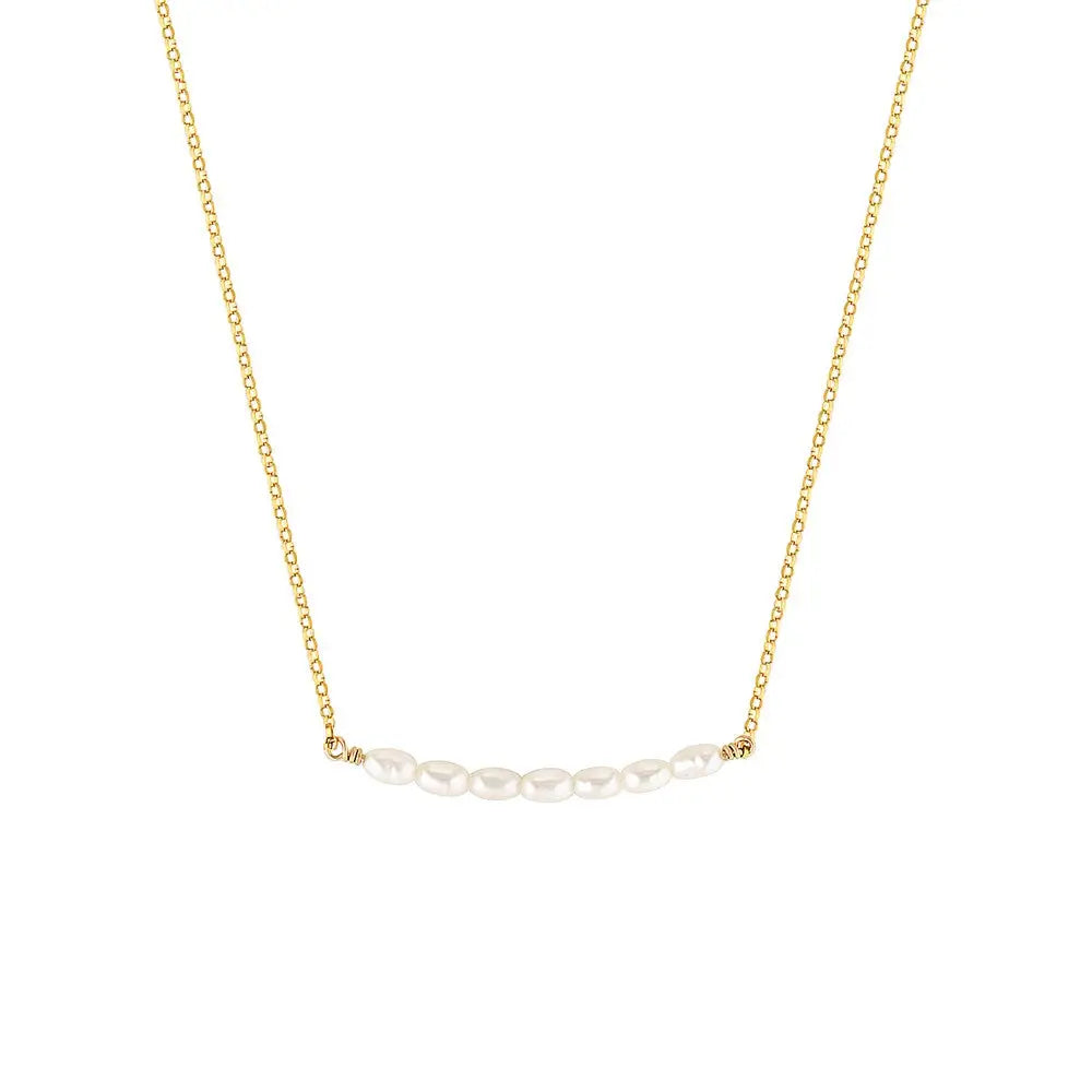 Gold Filled Pearl Line Necklace Gold 1 - Australian Jewellery Brand Bowerbird Jewels