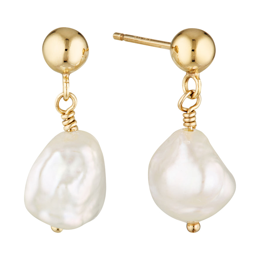 Keshi Pearl Drop Earrings in Gold Filled or Sterling Silver Gold 1 - Bowerbird Jewels - Online Jewellery Store