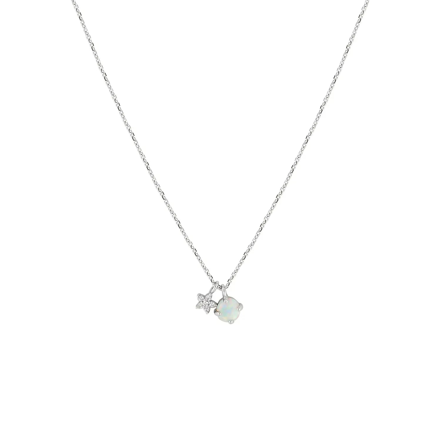Moonglow Opalite Necklace in Silver and Gold Silver 1 - Australian Jewellery Brand Bowerbird Jewels