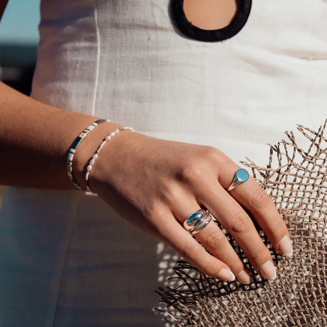 Mosaic Bracelet - Slate 1 on model-Australian Jewellery Brand Bowerbird Jewels
