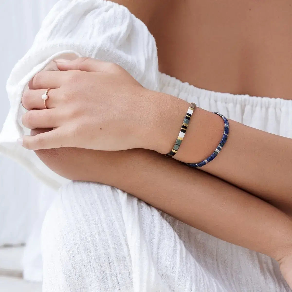 Mosaic Bracelet - Willow 1 on model-Australian Jewellery Brand Bowerbird Jewels