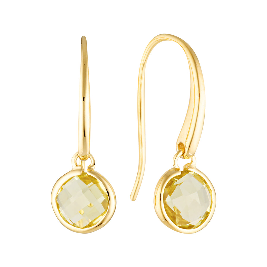 Nova Lemon Quartz Drop Earrings in 18K Gold Vermeil or Silver Gold 1 - Bowerbird Jewels - Online Jewellery Store