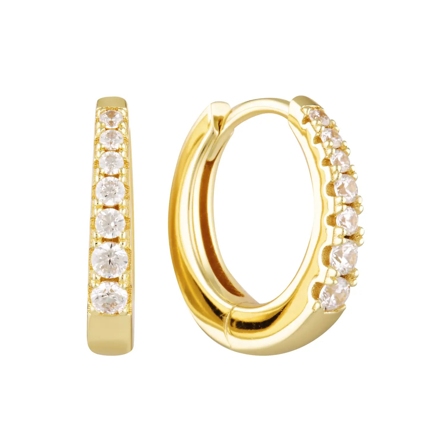 Opia Cubic Zirconia Huggie Hoop Earrings Gold 1 - Australian Jewellery Brand Bowerbird Jewels