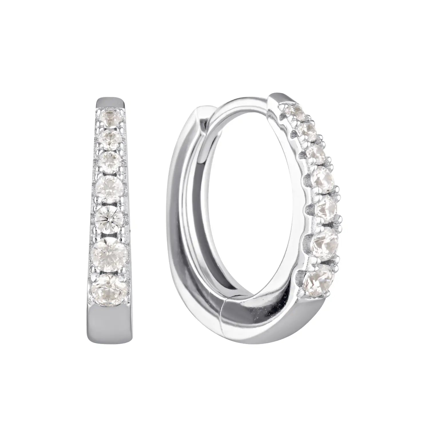 Opia Cubic Zirconia Huggie Hoop Earrings Silver 1 - Australian Jewellery Brand Bowerbird Jewels