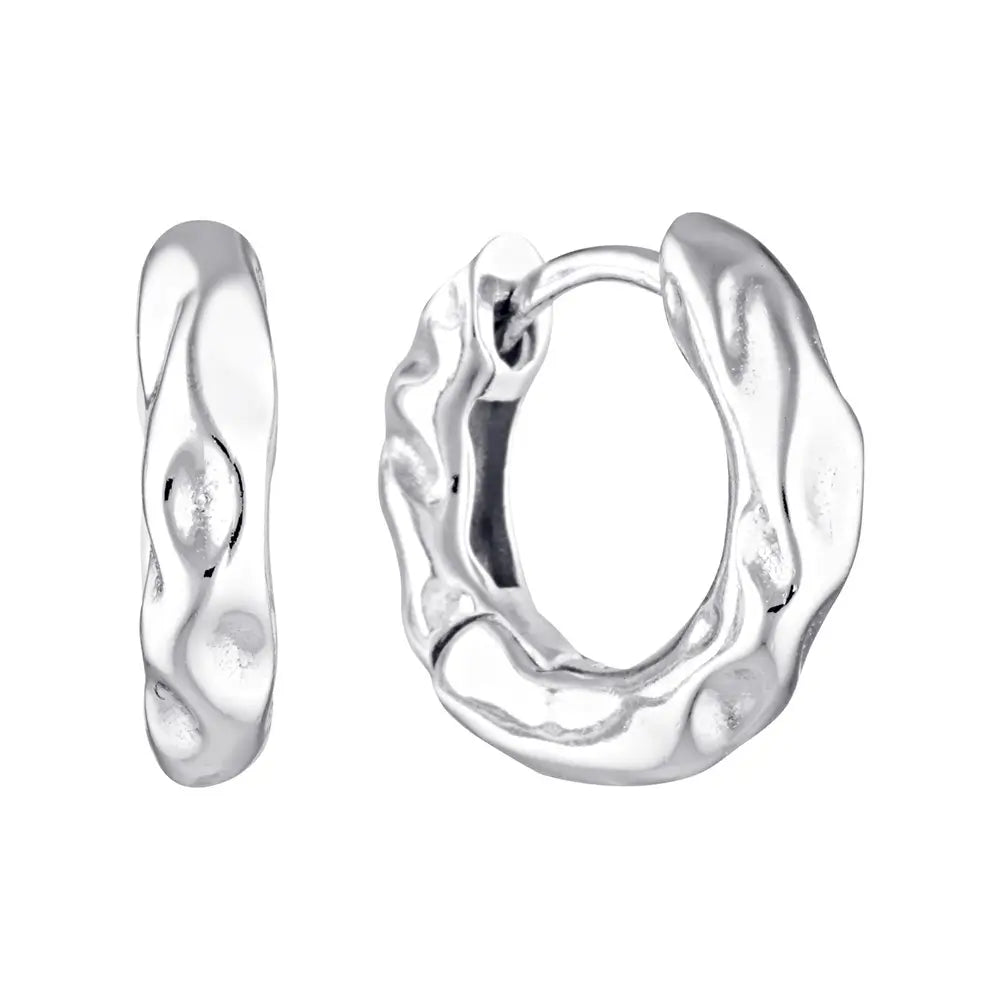 Organic Hoop Huggie Earrings Silver 1 - Australian Jewellery Brand Bowerbird Jewels