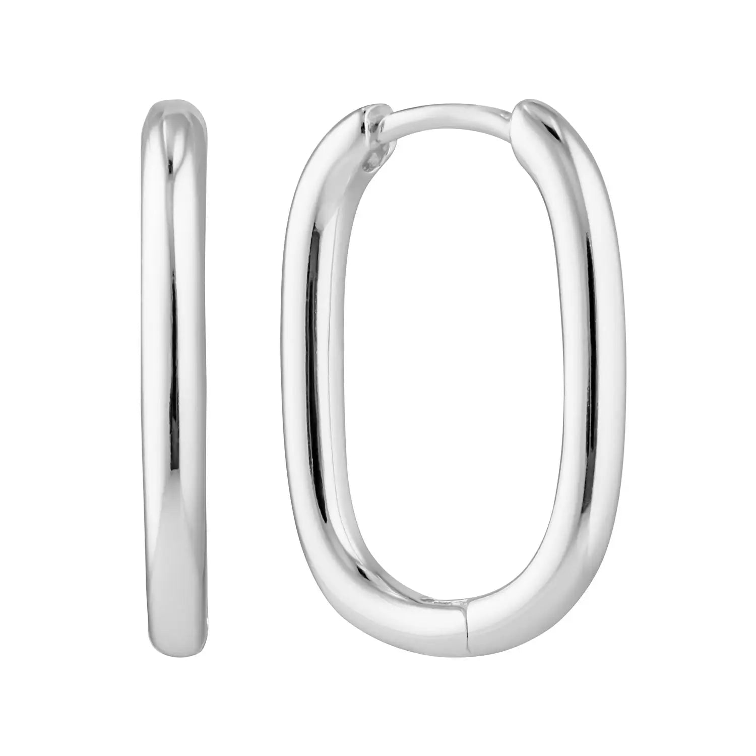 Polished Oval Silver Huggie Earrings Silver 1 - Australian Jewellery Brand Bowerbird Jewels