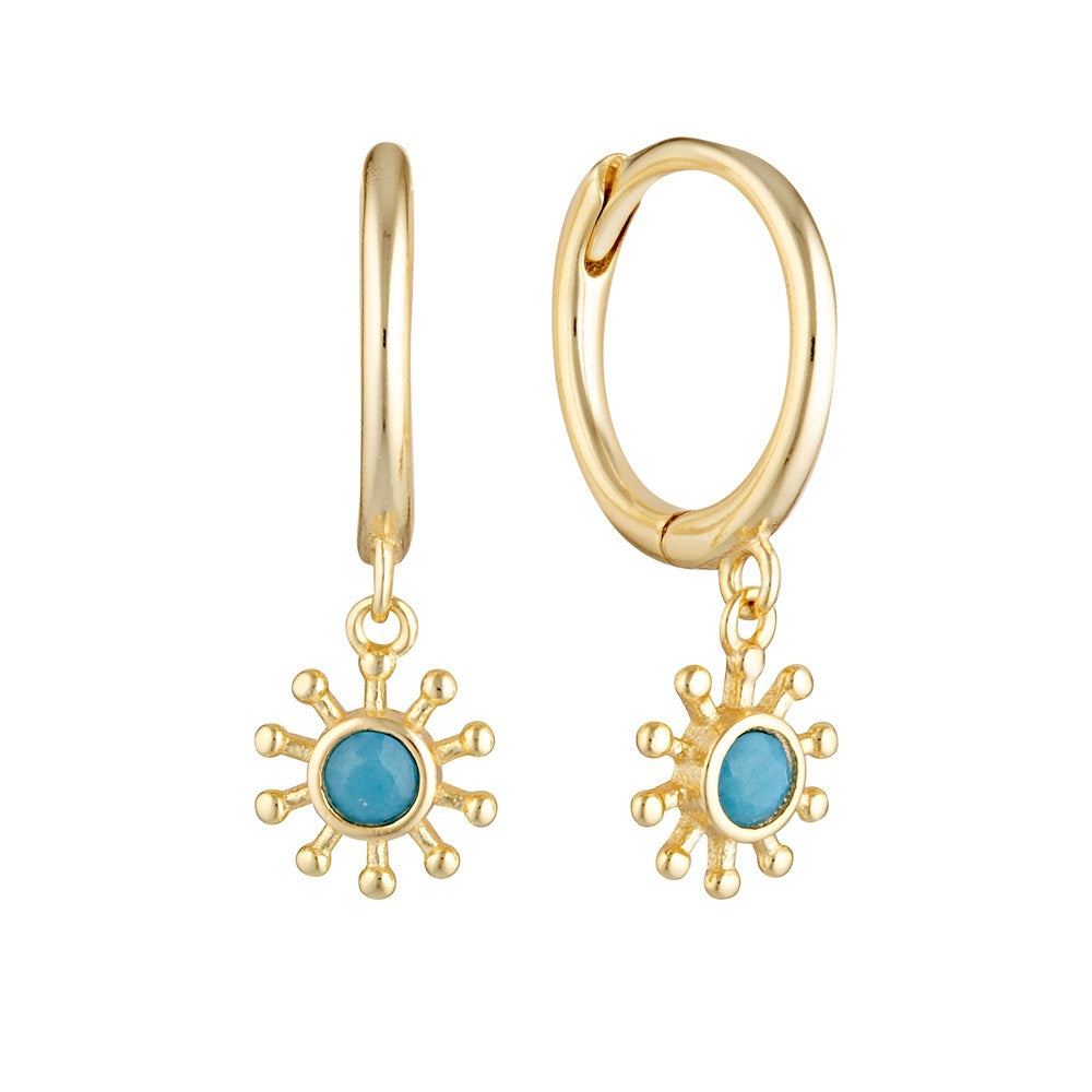 Radiating Sun Huggie Earrings Gold 1 - Bowerbird Jewels - Online Jewellery Store