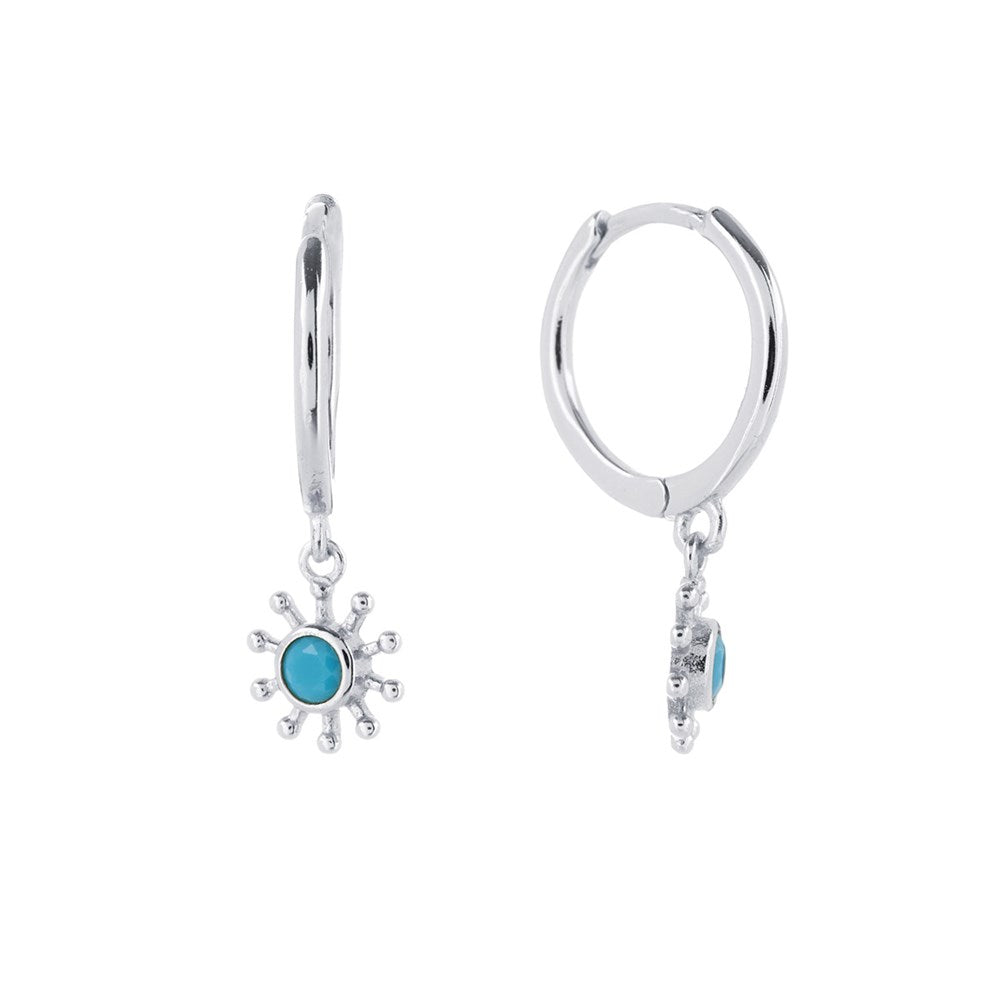Radiating Sun Huggie Earrings Silver 1 - Bowerbird Jewels - Online Jewellery Store