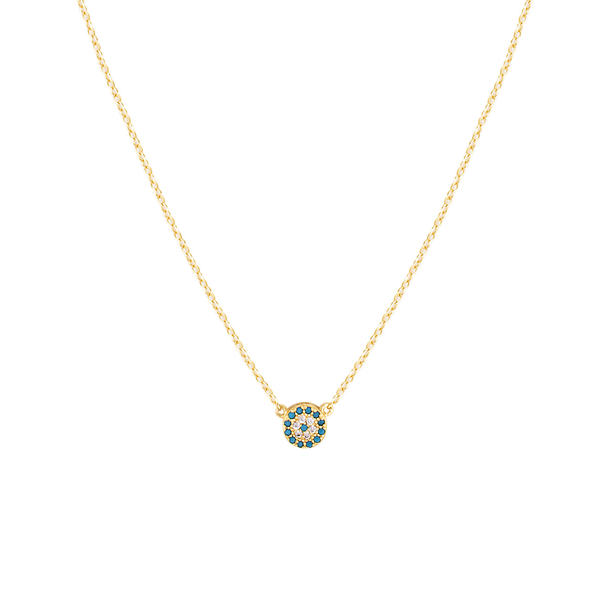 Silver Evil Eye Necklace Turquoise Glass and Gold 1 - Bowerbird Jewels - Online Jewellery Store