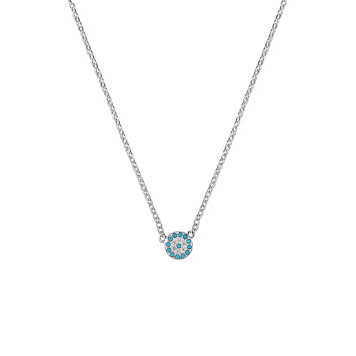 Silver Evil Eye Necklace Turquoise Silver 1 - Australian Jewellery Brand Bowerbird Jewels