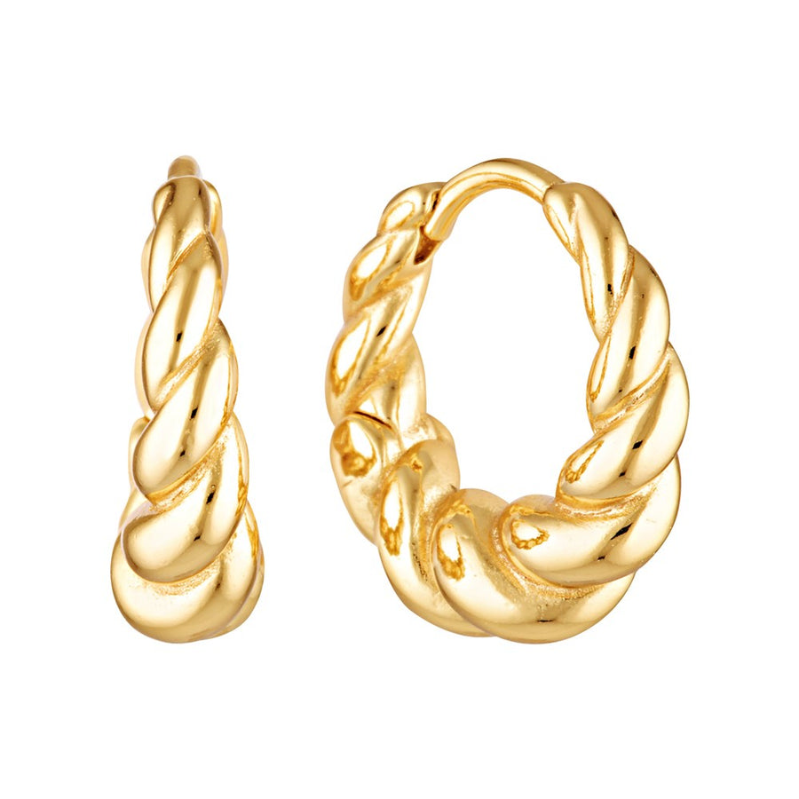 Twisted Tapering Huggie Hoop Earrings Gold 1 - Bowerbird Jewels - Online Jewellery Store
