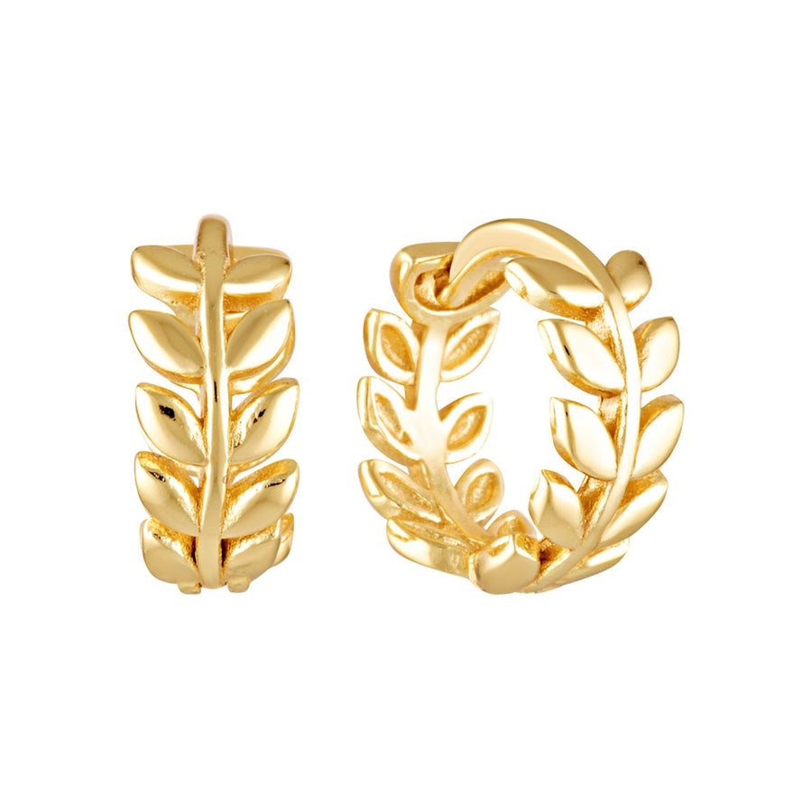 Vine Huggie Hoop Earrings Gold 1 - Bowerbird Jewels - Online Jewellery Store