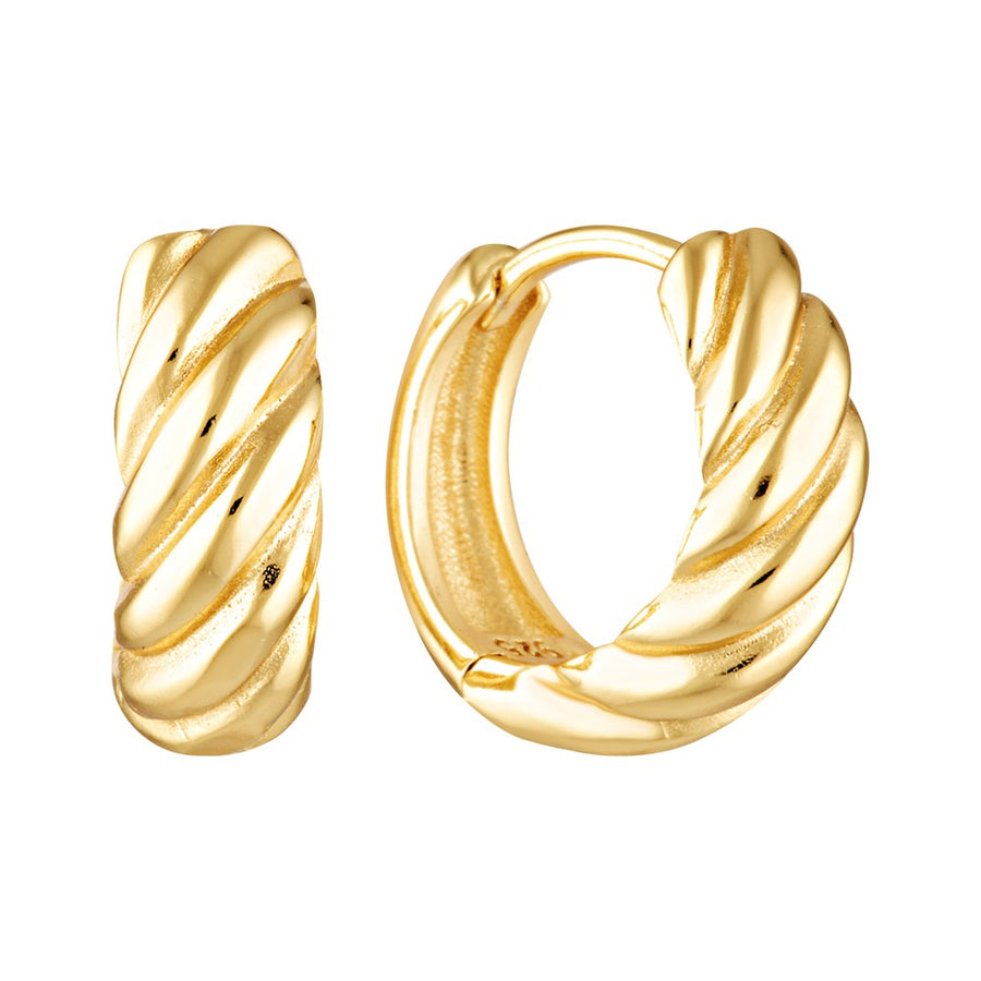 Wide Twist Huggie Hoop Earrings Gold 1 - Bowerbird Jewels - Online Jewellery Store