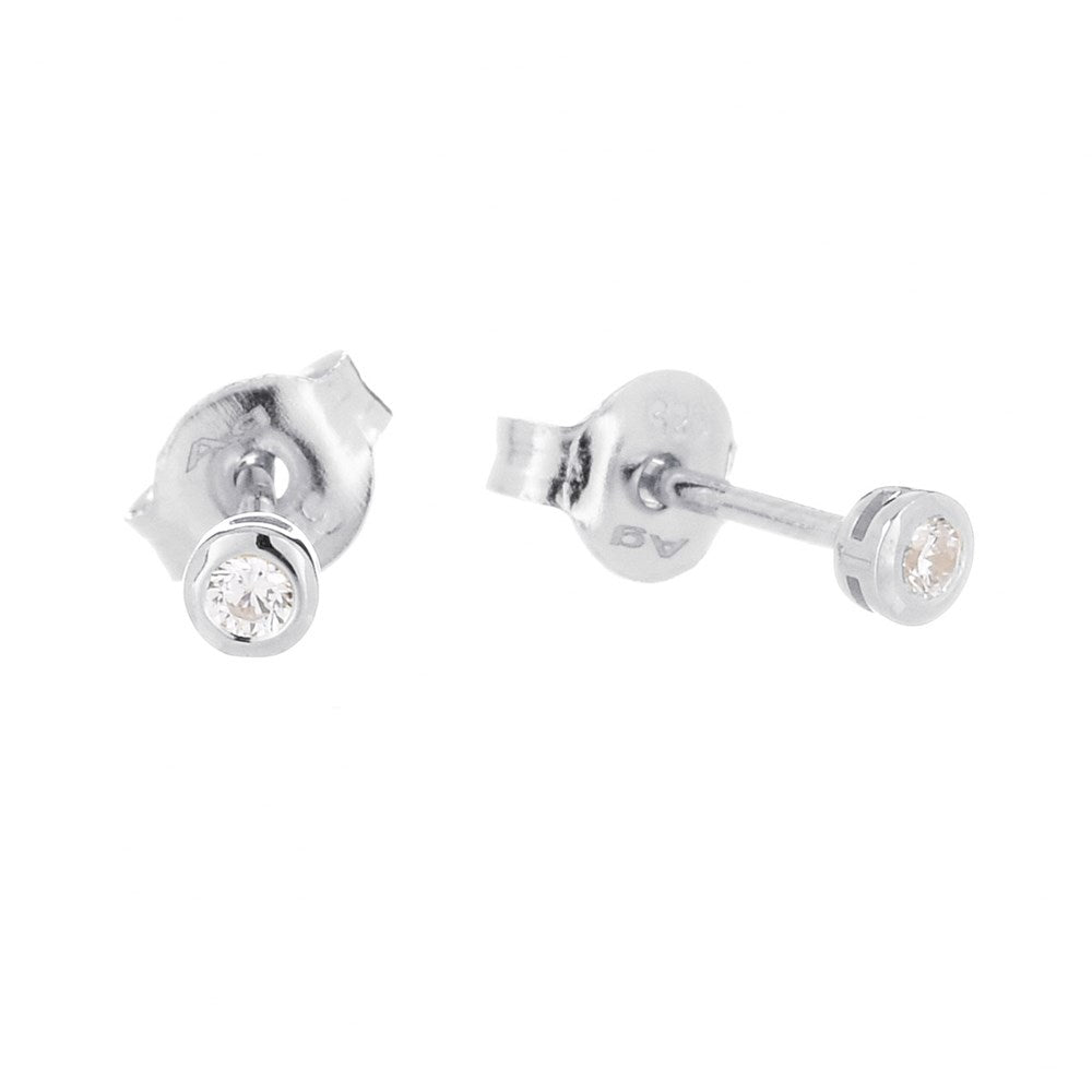 2.0mm Cubic Zirconia Stud Earrings Silver 1 -  Bowerbird Jewels - Online Jewellery Stores