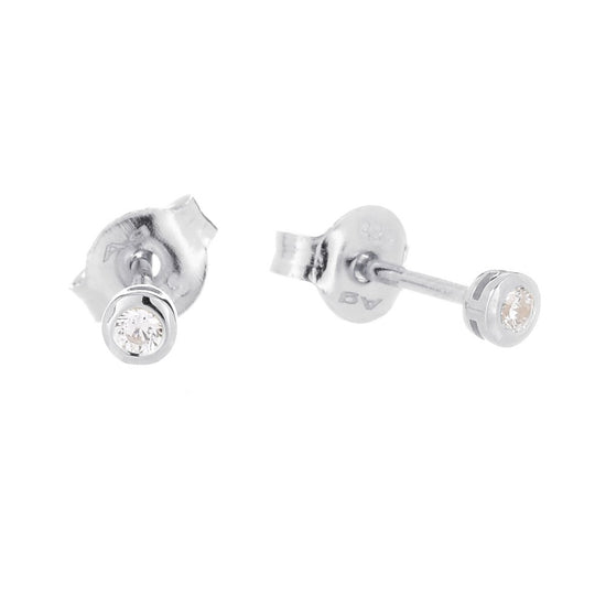 2.0mm Cubic Zirconia Stud Earrings Silver 2 - Bowerbird Jewels - Online Jewellery Stores