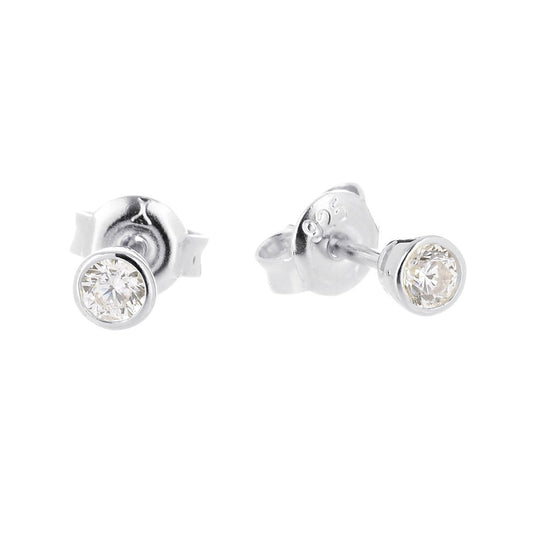 3.0mm Cubic Zirconia Stud Earrings  Silver 1 - - Bowerbird Jewels - Online Jewellery Stores