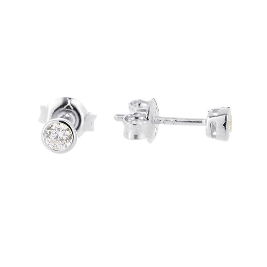 3.0mm Cubic Zirconia Stud Earrings Silver 2 - Bowerbird Jewels - Online Jewellery Stores