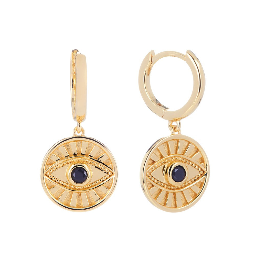 Minds Eye Huggie Earrings Gold - Bowerbird Jewels - Online Jewellery Stores