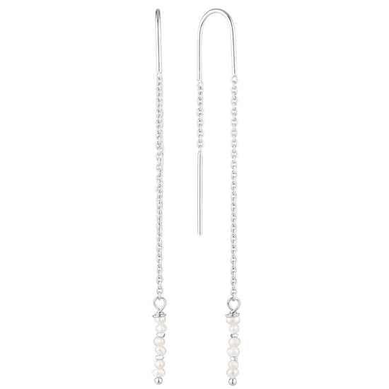 Long Pearl Thread Earrings Silver - Bowerbird Jewels - Online Jewewllery Stores