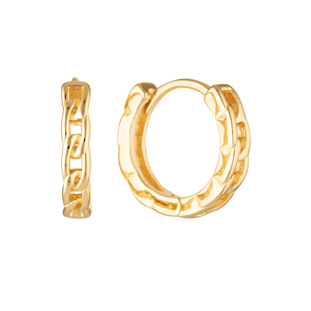 Chain Hoop Huggie Earrings Gold - Bowerbird Jewels - Online Jewellery Stores