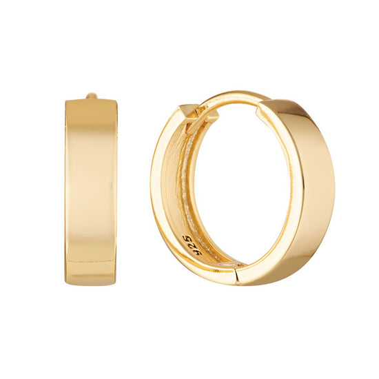 Medium Square Profile Hoop Huggie Earrings Gold -  Bowerbird Jewels - Online Jewellery Stores