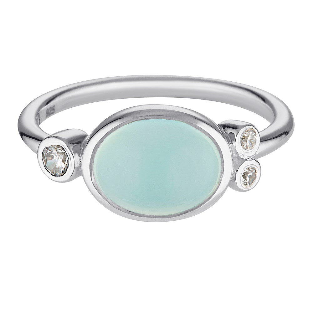 Leal Ring Silver Aqua Chalcedony 1 - Bowerbird Jewels - Online Jewellery Stores