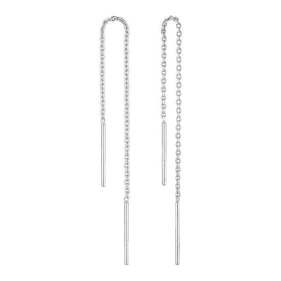 Minimalist Thread Earrings Silver - Bowerbird Jewels - Online Jewellery Stores