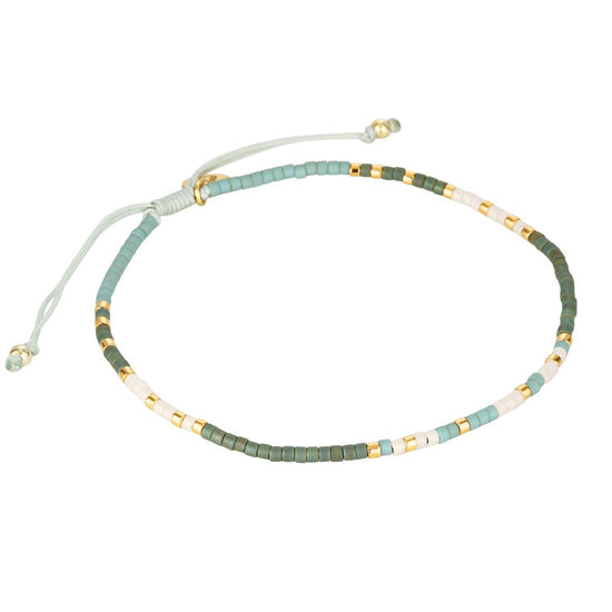 Lucent Multi Silver and Bead Layering Bracelet  Green Combo - Bowerbird Jewels - Online Jewellery Stores