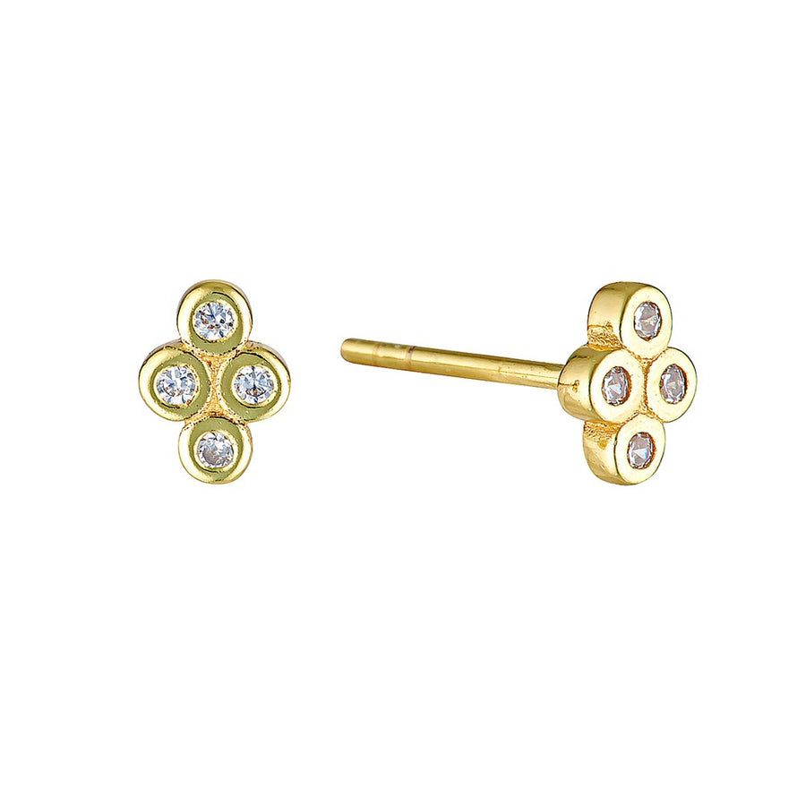 Mosaic Sparkling Stud Earrings Gold 1 - Bowerbird Jewels - Online Jewellery Store