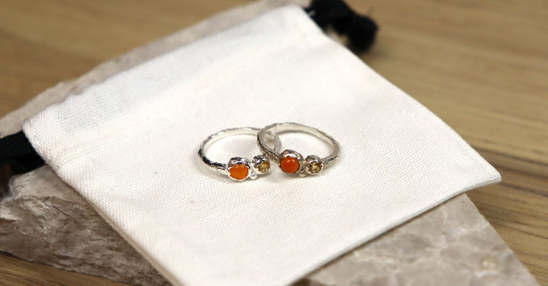 Sterling silver rings before and after tarnish