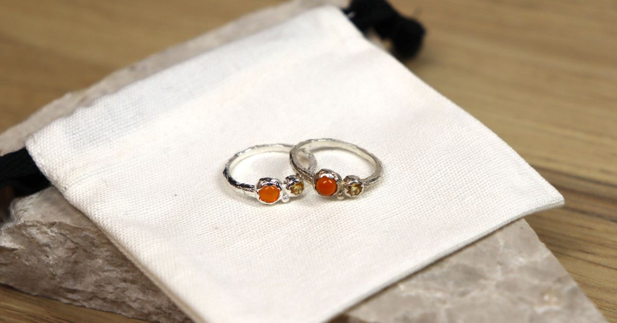 Sterling silver rings before and after tarnish