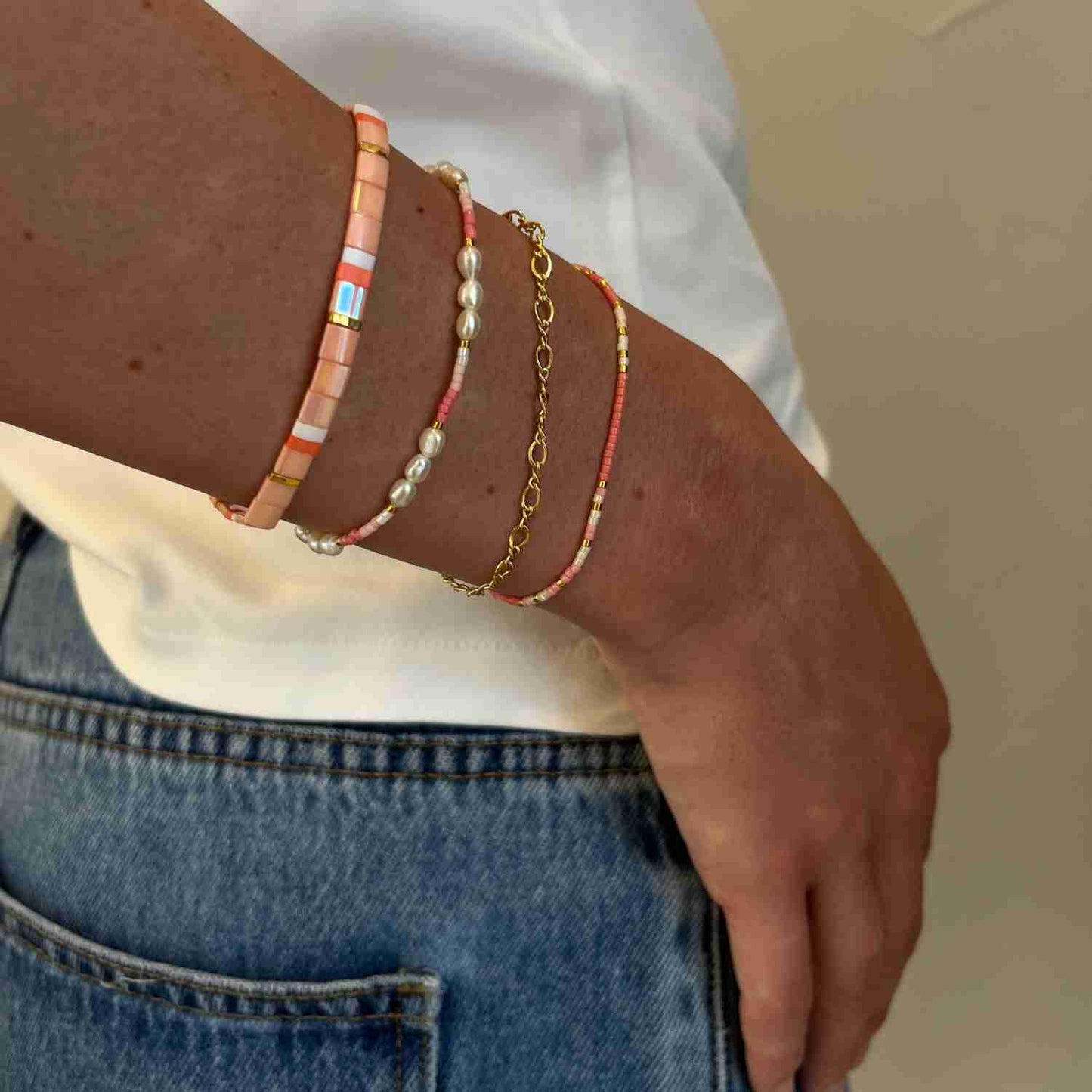 Moonstruck Pearl Stacking Bracelets