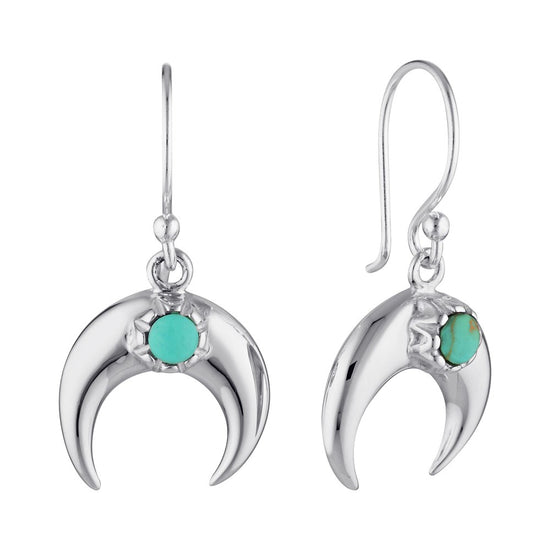Sterling Silver Drop Crescent Turquoise Earrings