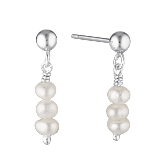 Ardour Drop Earrings Silver Pearl - Bowerbird Jewels - Online Jewellery Stores