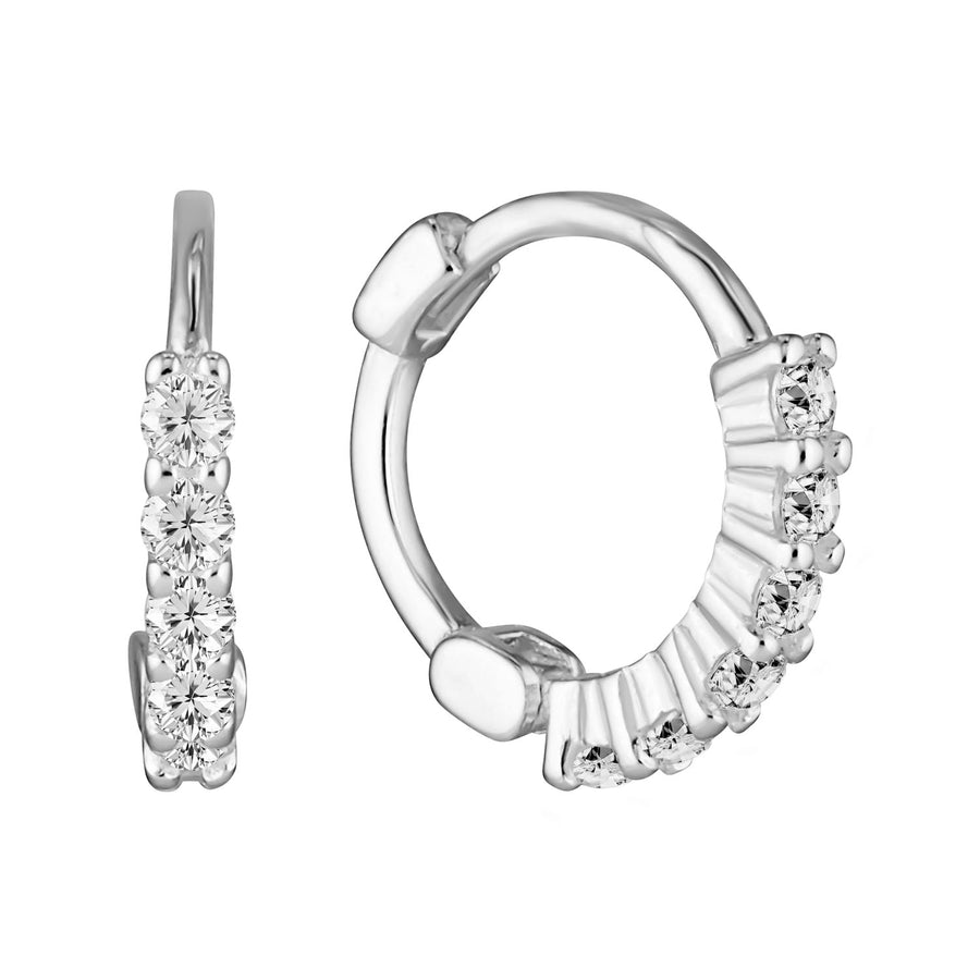 Cubic Zirconia Sterling Silver Huggie Earrings - Asutalian online jewellery brand Bowerbird Jewels