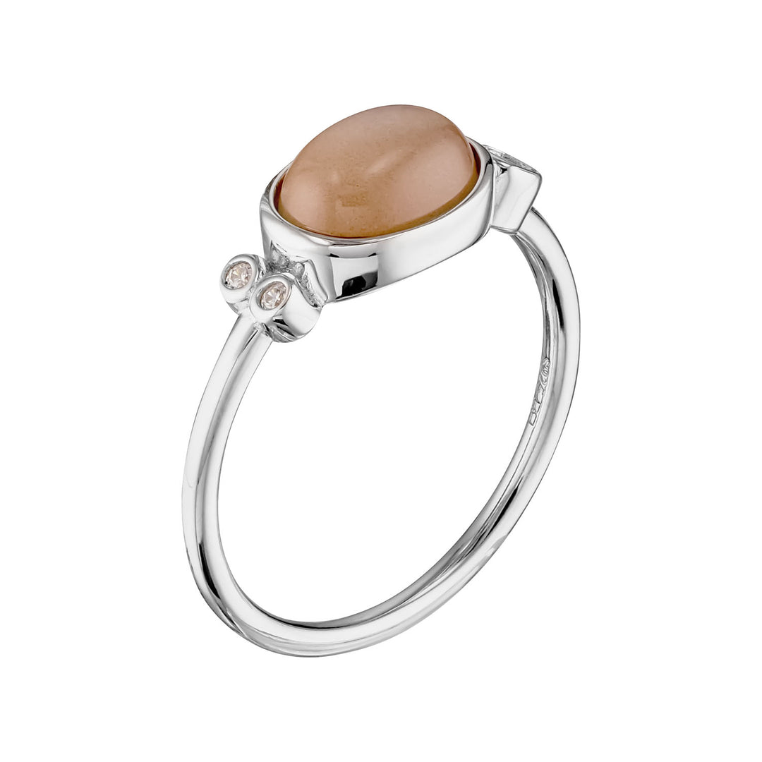 Leal Peach Moonstone Gemstone Ring in Sterling Silver
