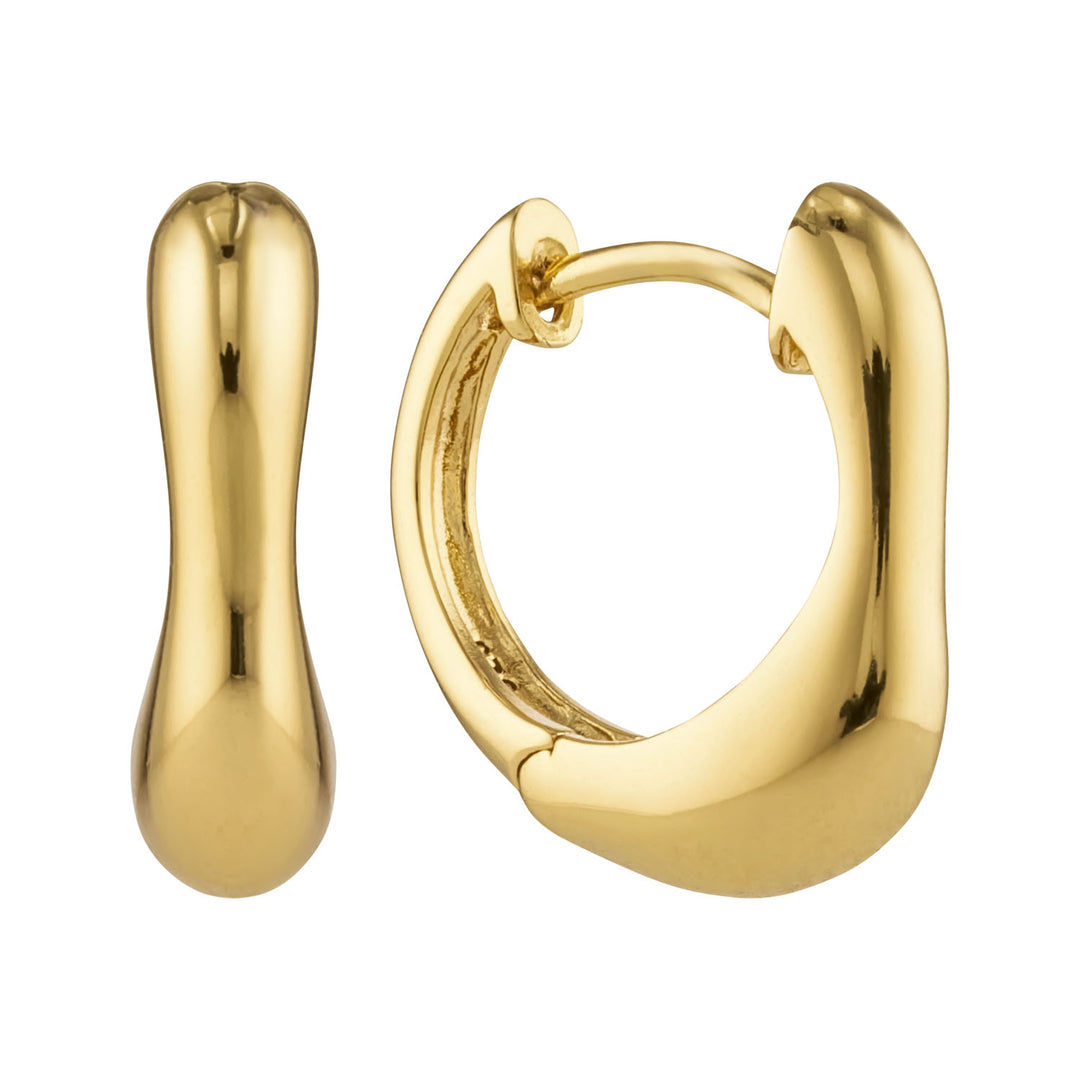 Molten Huggie Hoop Earrings in Sterling Silver or Gold