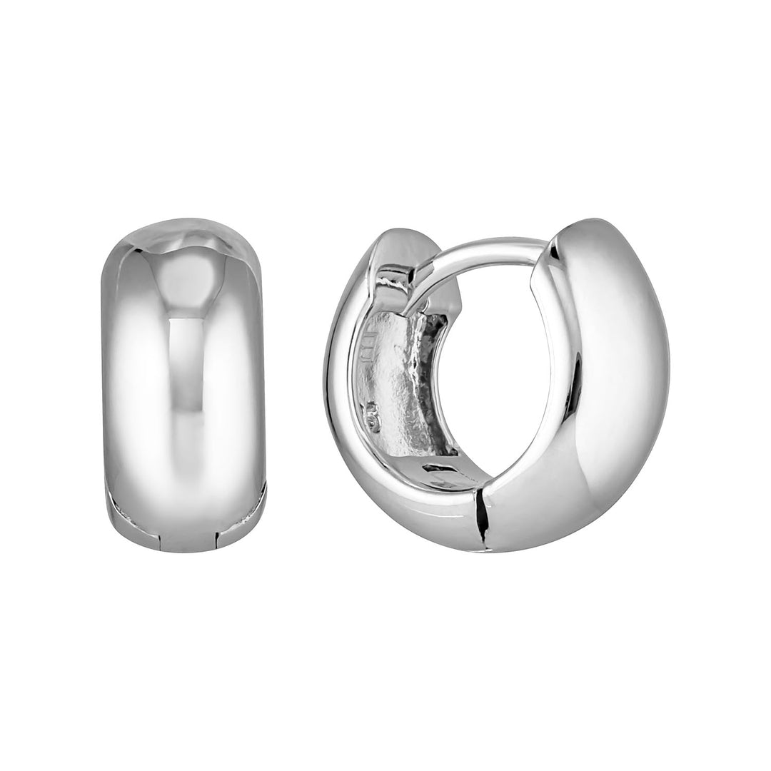 Wide Curved Polished Petite Huggies in Sterling Silver or Gold