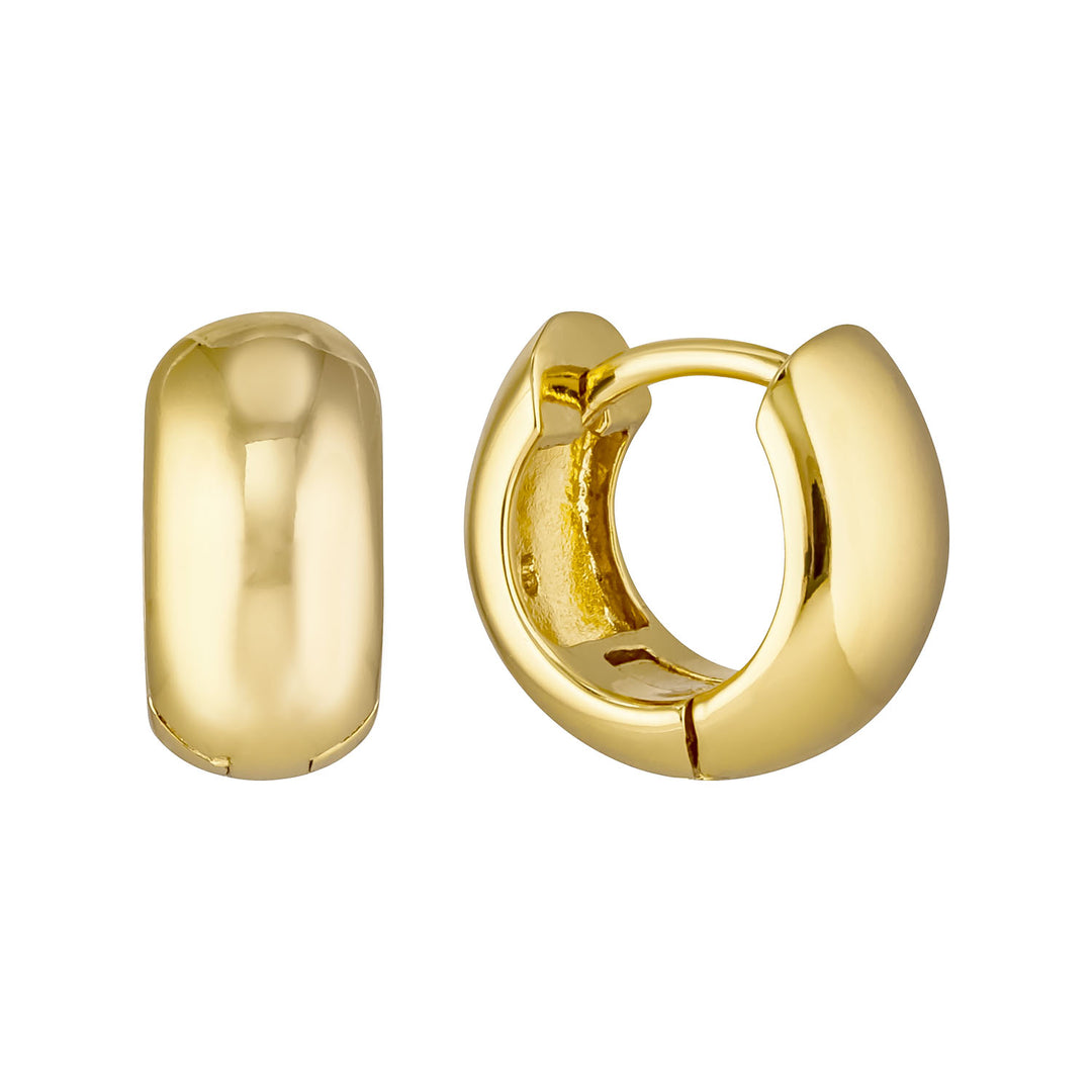 Wide Curved Polished Petite Huggies in Sterling Silver or Gold