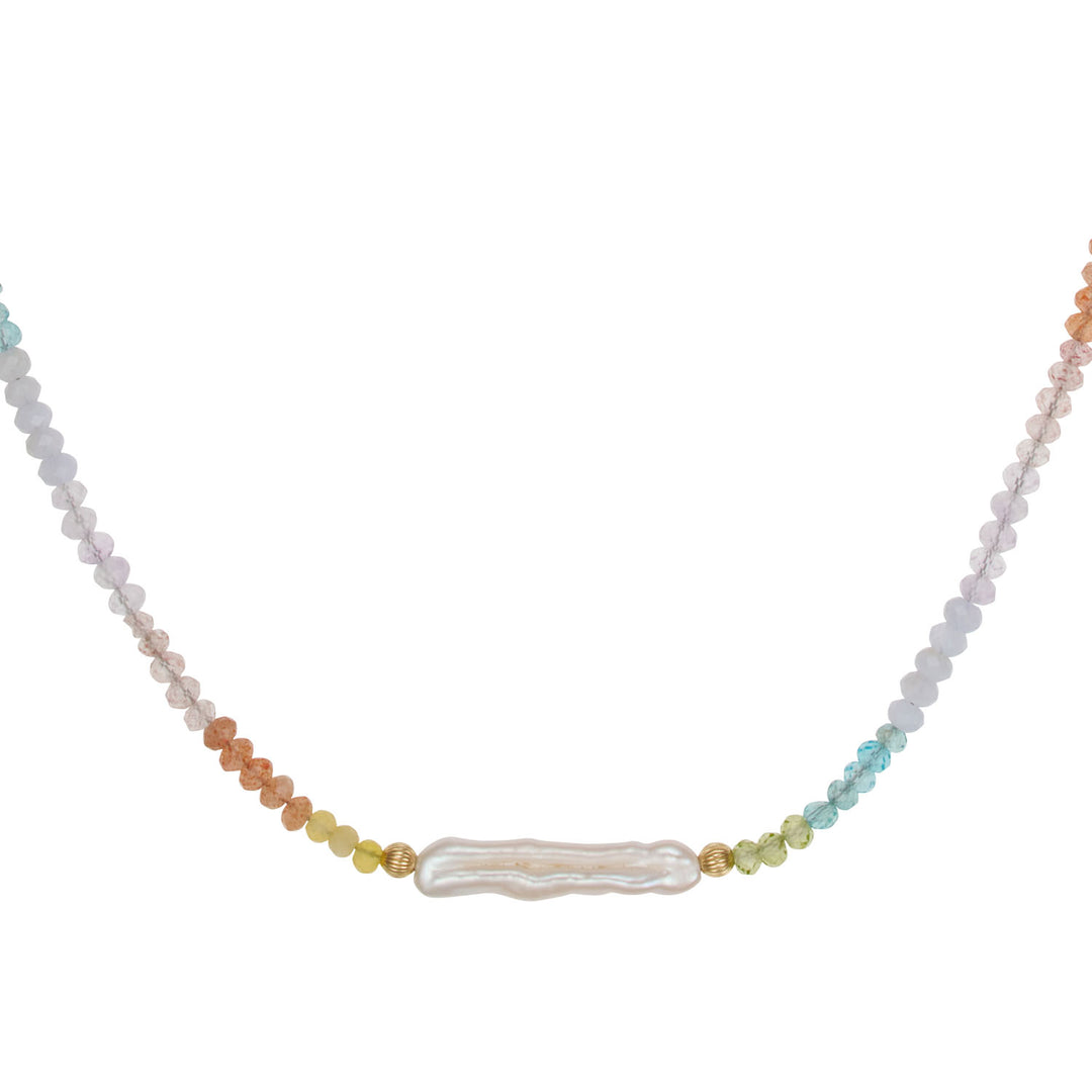 Chakra Pearl and Gemstone Beaded Necklace