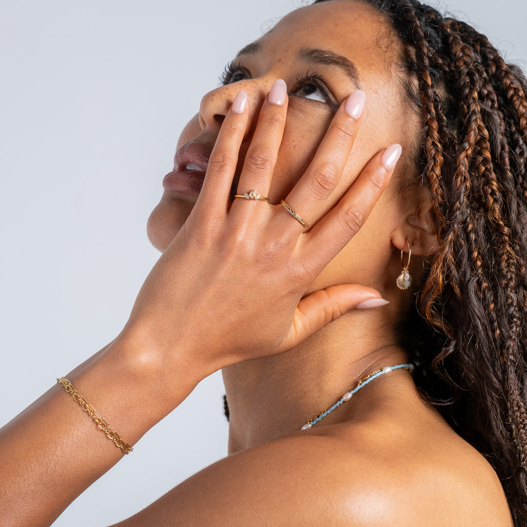 Gold Shell Charm Hoop Earrings