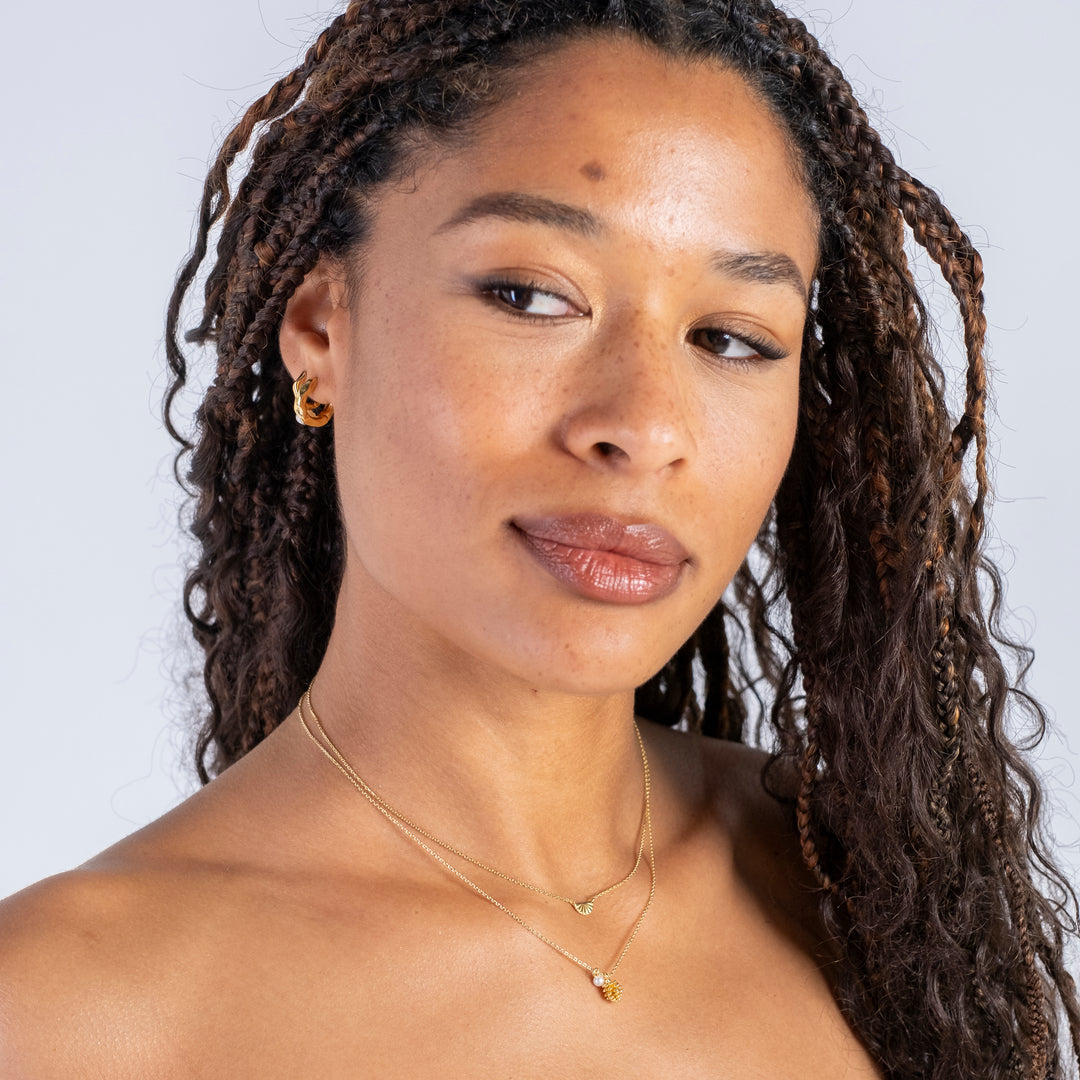 Acorn and Pearl Charm Necklace Gold 2 - Bowerbird Jewels - Online Jewellery Store