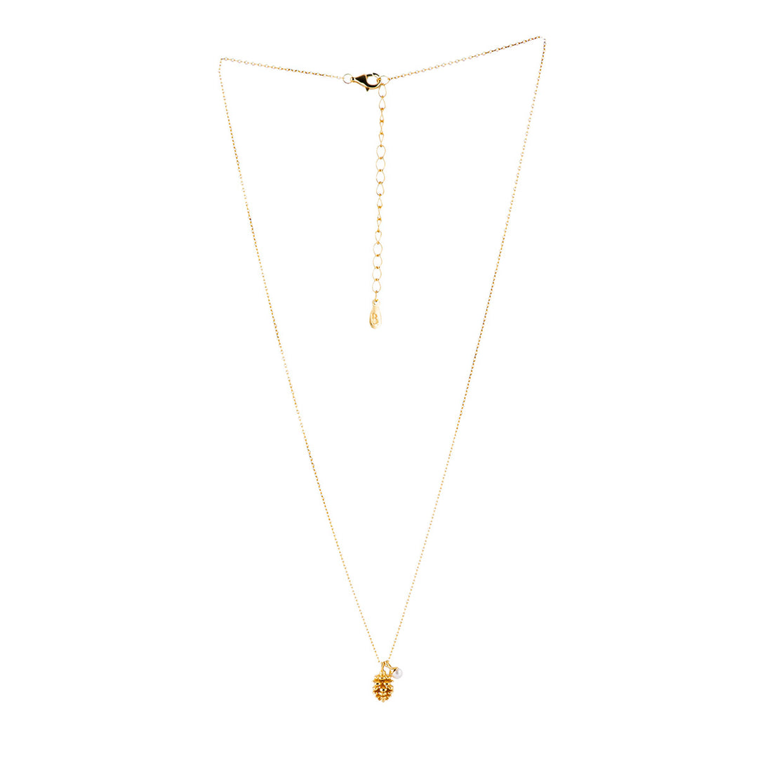 Acorn and Pearl Charm Necklace Gold 4 - Bowerbird Jewels - Online Jewellery Store