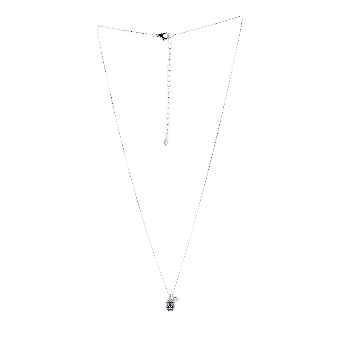 Acorn and Pearl Charm Necklace Silver  2 - Bowerbird Jewels - Online Jewellery Store